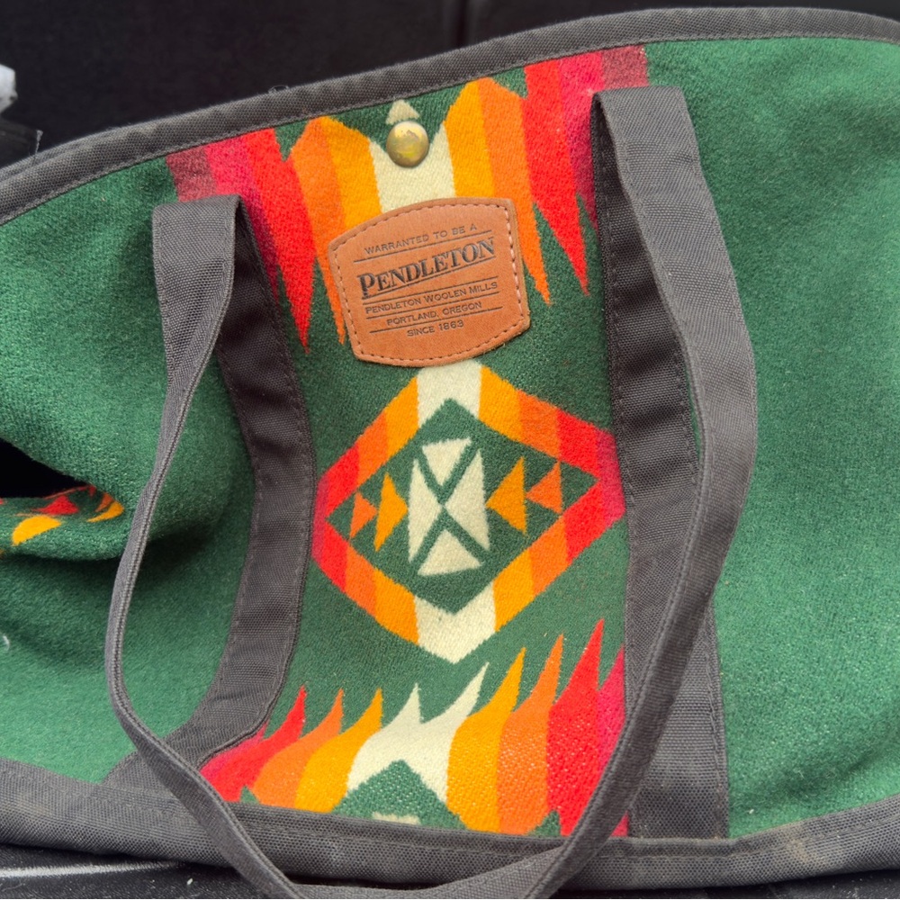 Pendleton Green and Orange Geometric Tote